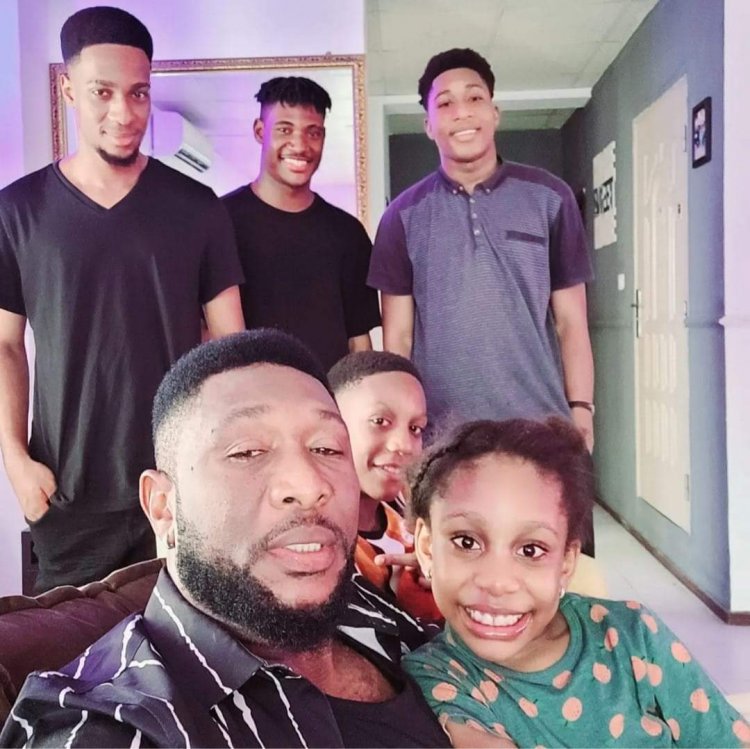 Tchidi Chikere, popular Nollywood actor, posts rare pictures of his children from his first and second marriages.